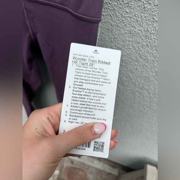 Lululemon Wunder Train High-Rise Ribbed Tight 28" size 2 NWT grape thistle - Picture 2 of 6